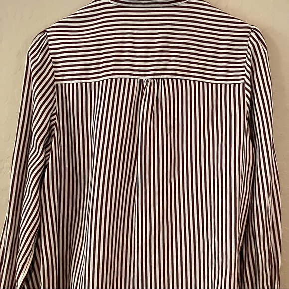 Anthropologie Maeve Tie Neck Red White Stripe Puff Long Sleeve Blouse Size Large - Picture 12 of 16